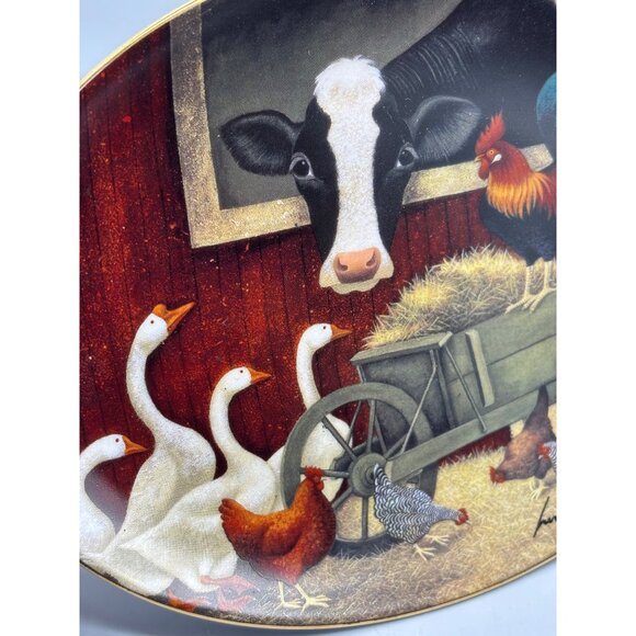 Franklin Mint Barnyard Gathering Plate Franco Fine Porcelain Decor‎ Oval - Picture 3 of 6